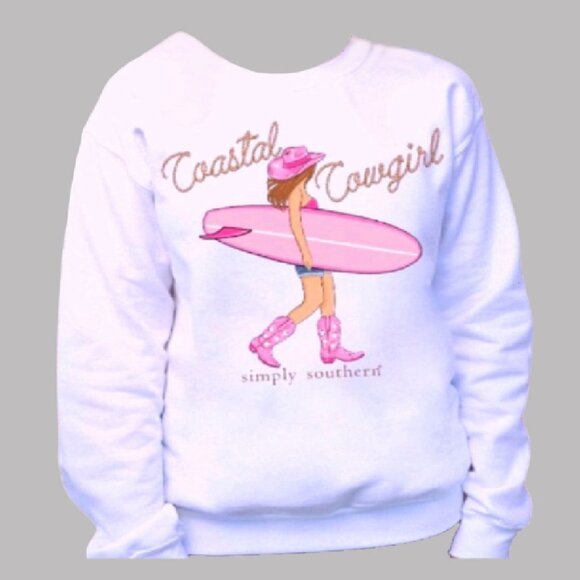 Simply Southern Coastal Cowgirl Long Sleeve Crew Top Sweatshirt - NEW Fast Ship - Picture 2 of 5